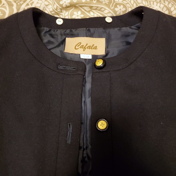 Long navy button-down coat - Picture 4 of 10